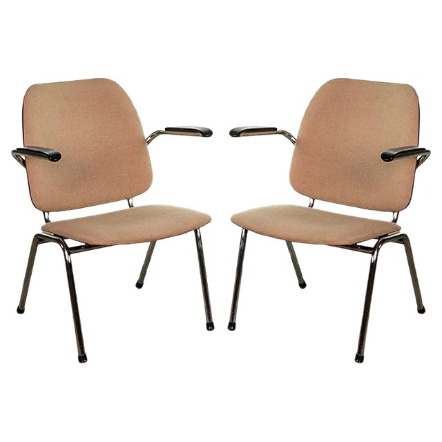 Set of Chrome and Bakelite Armchairs by Martin de Wit for Gispen, 1960s For Sale