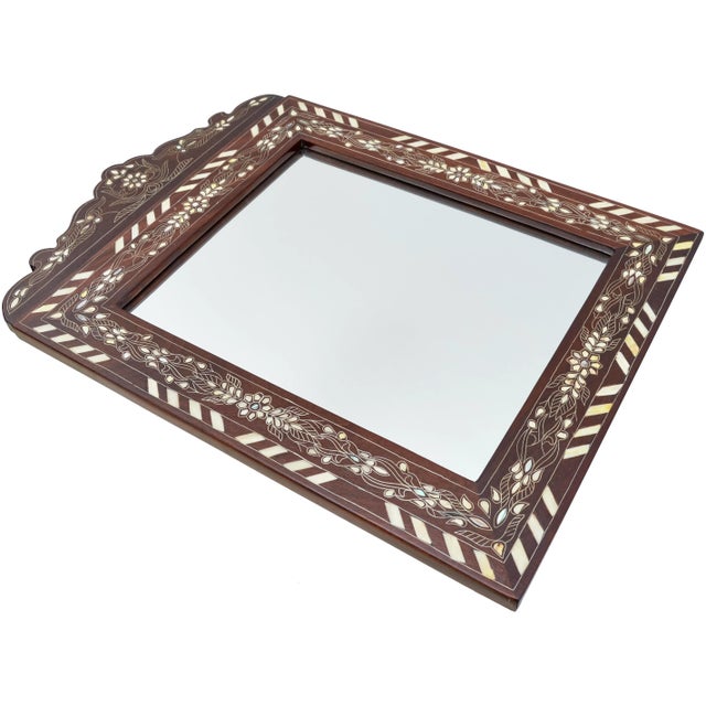 Late 20th Century Vintage Moorish-Patterned Damascene-Inlaid Mother-Of-Pearl Mirror For Sale - Image 5 of 7