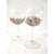 Pretty set of eight clear stemmed wine glasses featuring colorful abstract, multi-shaded, bead-encrusted bowls. Beads set...