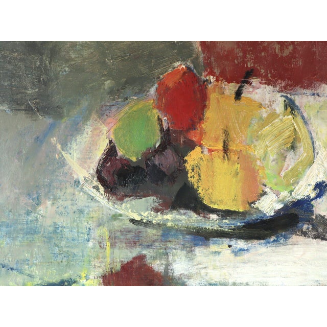 Textile Mid-Century Modern 'Painterly Harvest' Vintage Swedish Abstract Still Life Oil Painting, Framed For Sale - Image 7 of 10