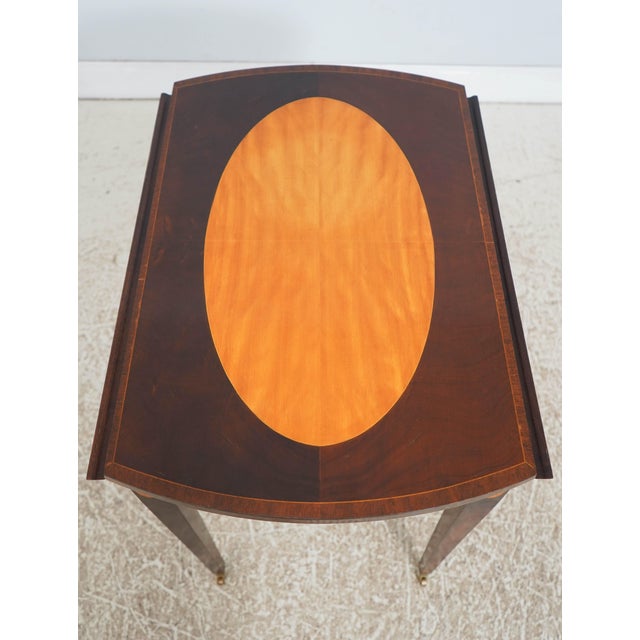 Pair of Mahogany Federal Style Inlaid Drop Side Pembroke Tables For Sale - Image 14 of 18
