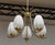 Large Brass Chandelier with Opal Glass Tulip Vases from Böhlmarks, Sweden, 1940s For Sale - Image 3 of 8