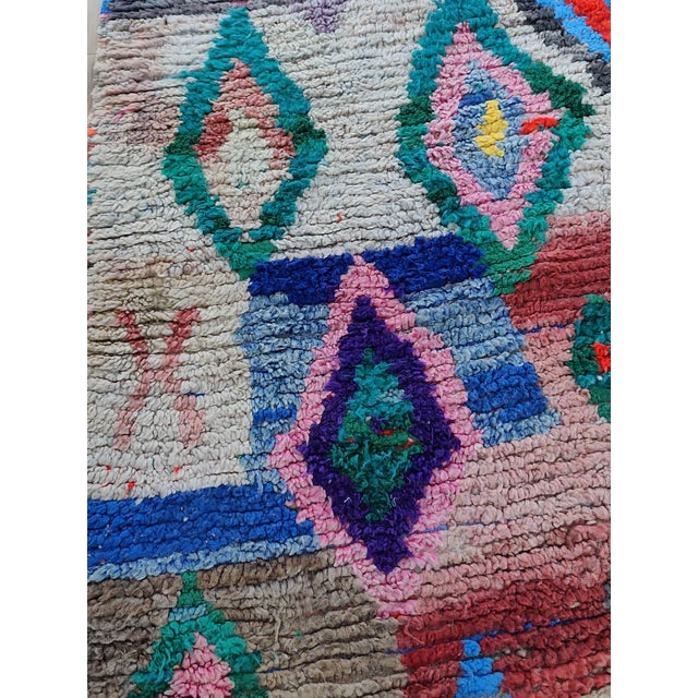 Multicolor Diamond Handwoven Wool Moroccan Boujaad Rug For Sale - Image 12 of 12