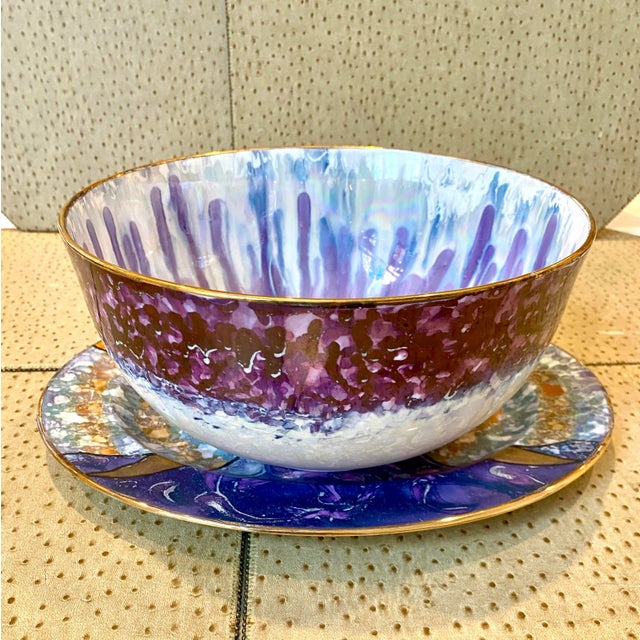 Vintage Set of Rob Turner Hand Painted Bone China Bowl and Platter- 2 Pieces For Sale - Image 9 of 11