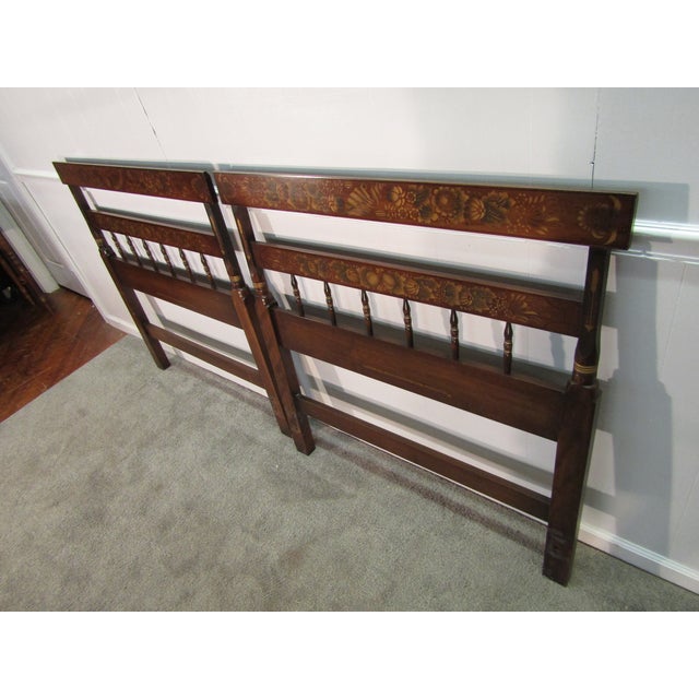Traditional Hitchcock Pair of Solid Maple Pant Decorated Twin Size Headboards For Sale - Image 3 of 10