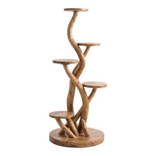 1990s Wood Vintage Plant Stand Mid Century Design For Sale