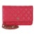 Dark Pink Quilted Caviar Wallet On Chain For Sale