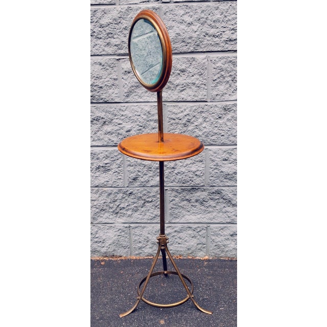 Early 20th Century Victorian Brass Finish and Mahogany Adjustable Height Shaving Mirror For Sale - Image 5 of 8