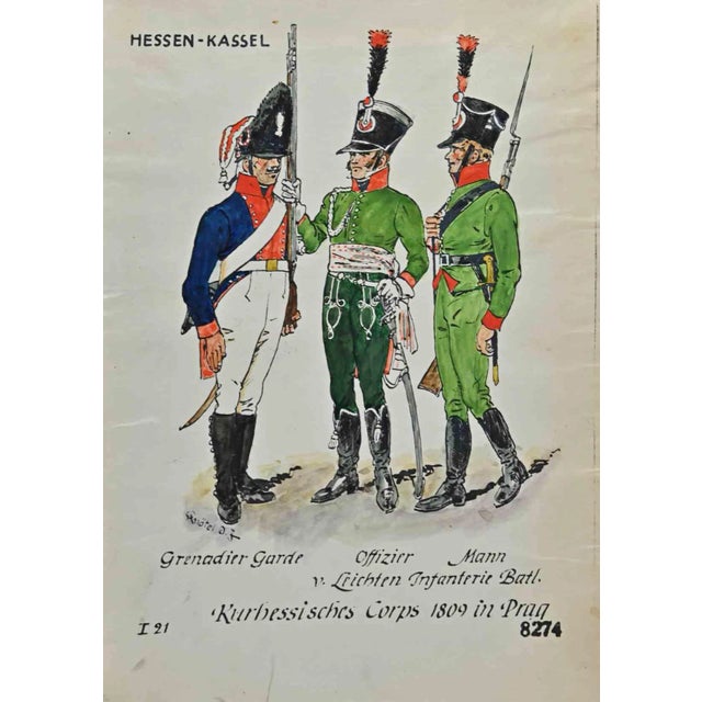 Herbert Knotel, Kurhessisches Corps, Drawing, 1940s For Sale
