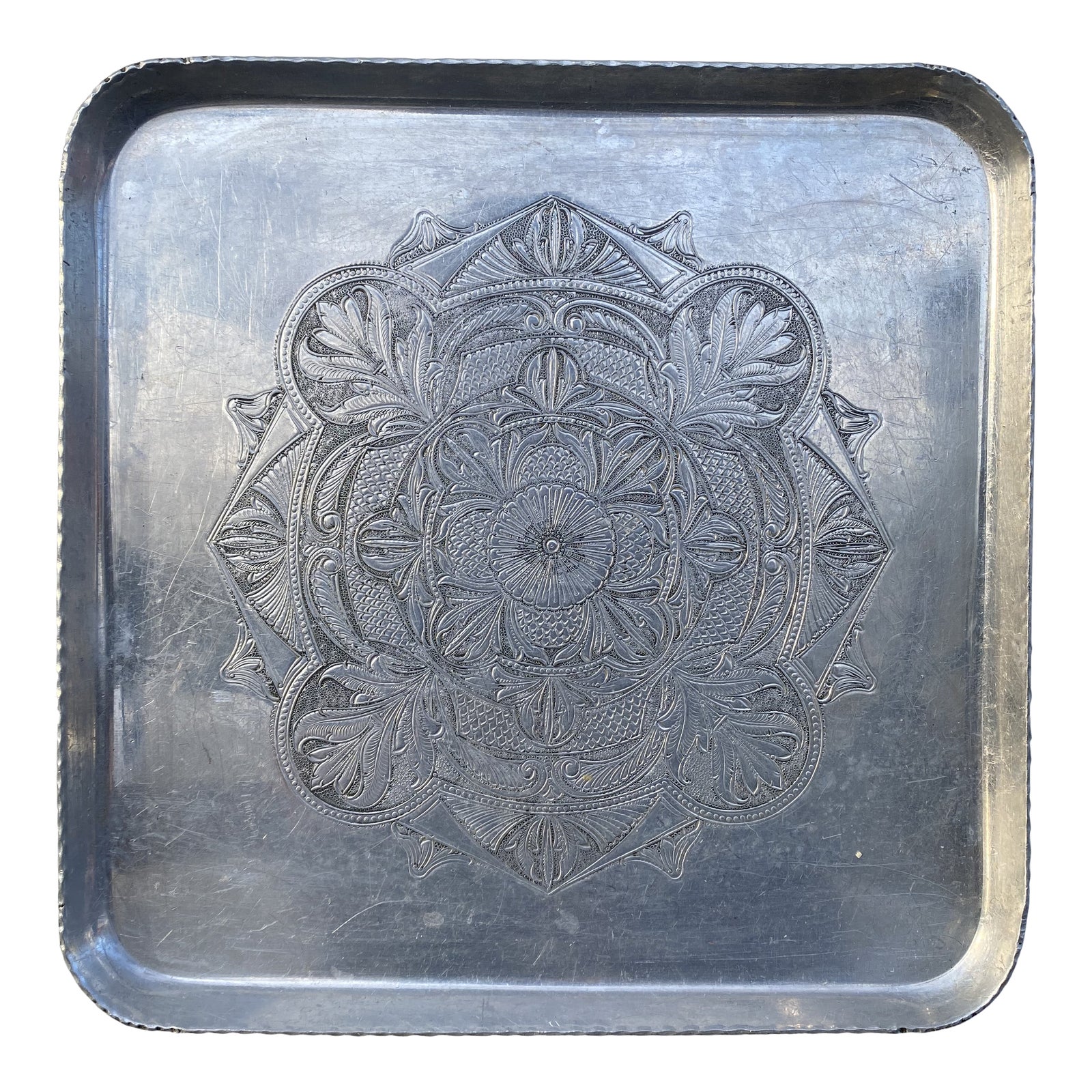 MidCentury Hand Aluminum Tray Chairish