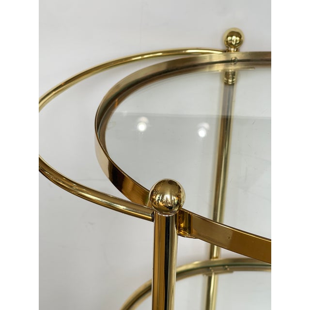 Century Italian Brass 3 Tier Bar Cart, With Glass Shelves, 1970s For Sale - Image 4 of 16