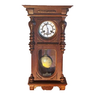 Vintage Mahogany Pendulum Wall Clock For Sale