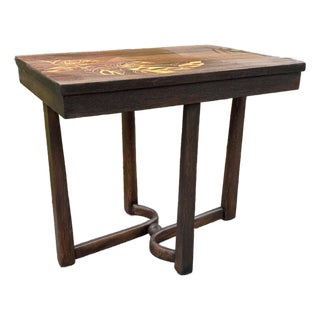 Postmodern Accent Table With Stenciled Leaves For Sale