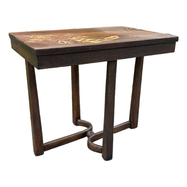 Postmodern Accent Table With Stenciled Leaves For Sale