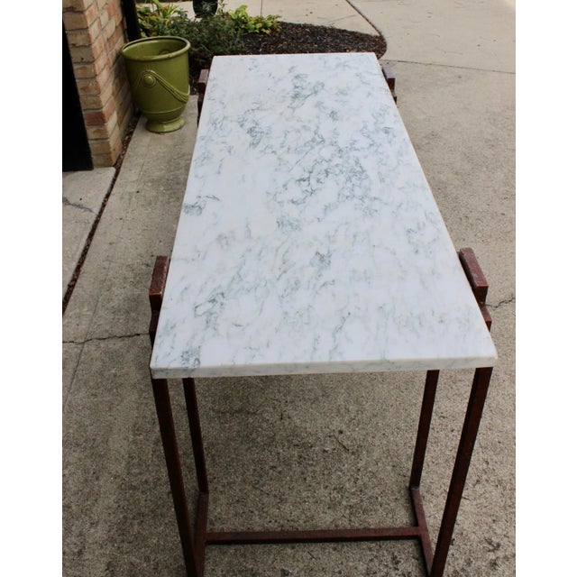 Vintage Art Deco Modern Skyscraper Iron Carrera Marble Console Table Chairish
