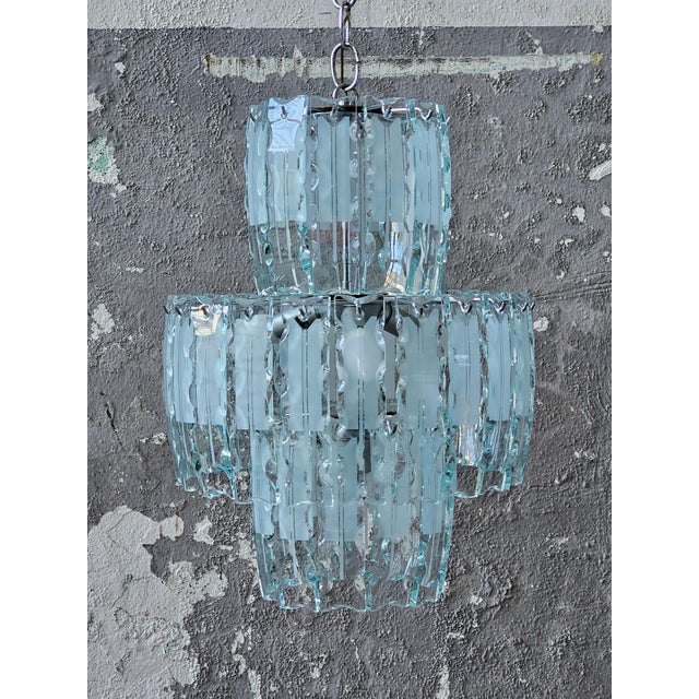 Vintage Zero Quattro Glass Chandelier from Fontana Arte, 1970s For Sale - Image 11 of 11