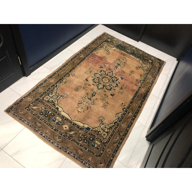 Contemporary 1960s Boho Chic Pastel Color Turkish Oushak Wool Area Rug - 4′7″ × 8′ For Sale - Image 3 of 11