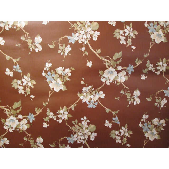 1980s Vintage 1980s Brown Floral Wallpaper For Sale - Image 5 of 11