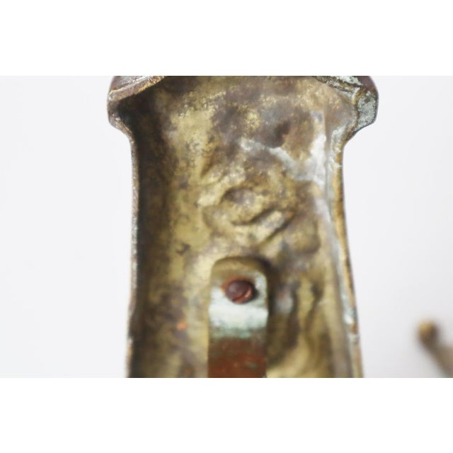 Brass Andirons with the Knights Templar Flower, 1850s, Set of 2 For Sale - Image 12 of 15