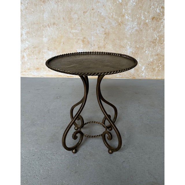 Vintage Spanish Gilt Iron Martini Drinks Table, 1950s For Sale - Image 4 of 17