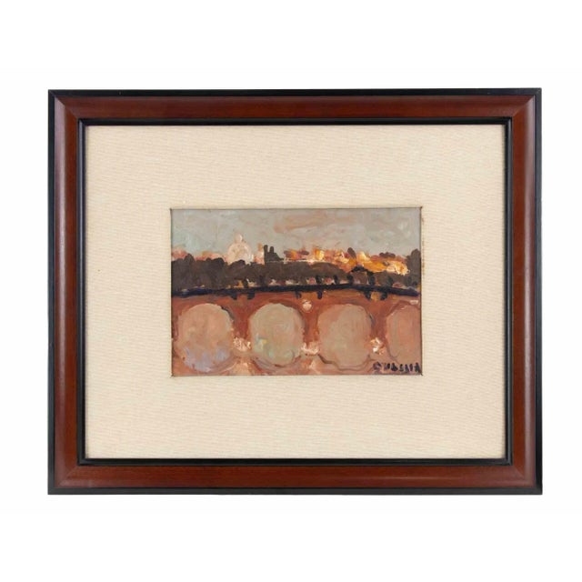 Carlo Quaglia, View of the Roman Countryside, Oil Painting, Mid-20th Century, Framed For Sale - Image 5 of 5