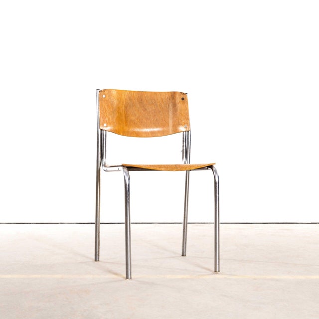 : 1970’s Chrome Frame Stacking University Dining Chairs. Good quality industrially produced dining chairs with good...