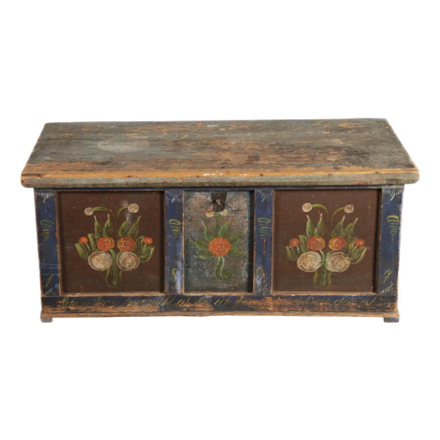 Small Antique Chamfered Chest in Softwood, 1897 For Sale