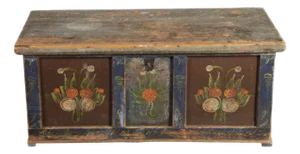 Small Antique Chamfered Chest in Softwood, 1897