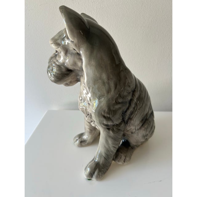 Mid 20th Century Vintage Mid Century Ceramic Gray Schnauzer Statue For Sale - Image 5 of 11