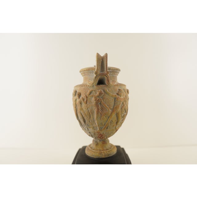Vintage Greek Roman Neoclassical Urn on Black Base For Sale - Image 13 of 18