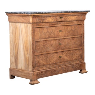 19th Century French Louis Philippe Burl Walnut Veneer Commode For Sale
