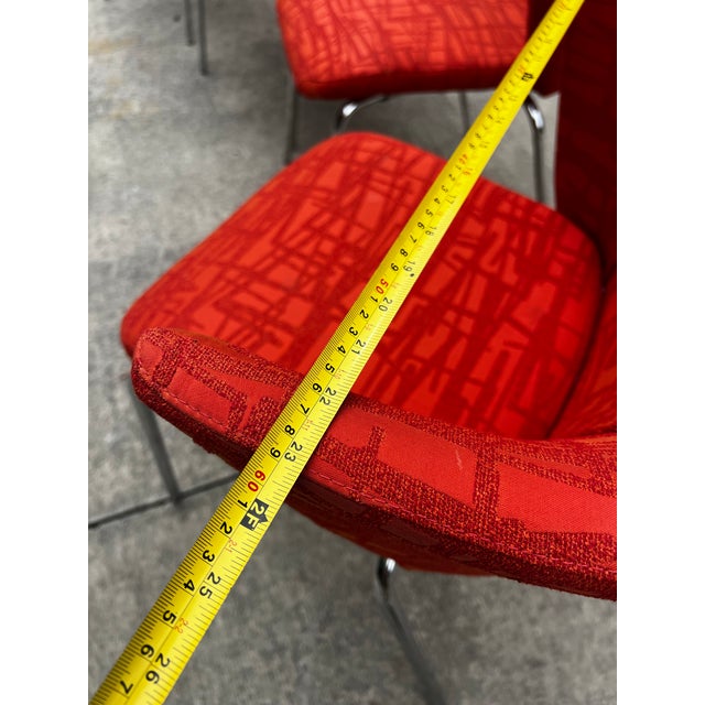 Metal Vintage Collection of Red Abstract Coalesse Steelcase Dining Chairs For Sale - Image 7 of 12