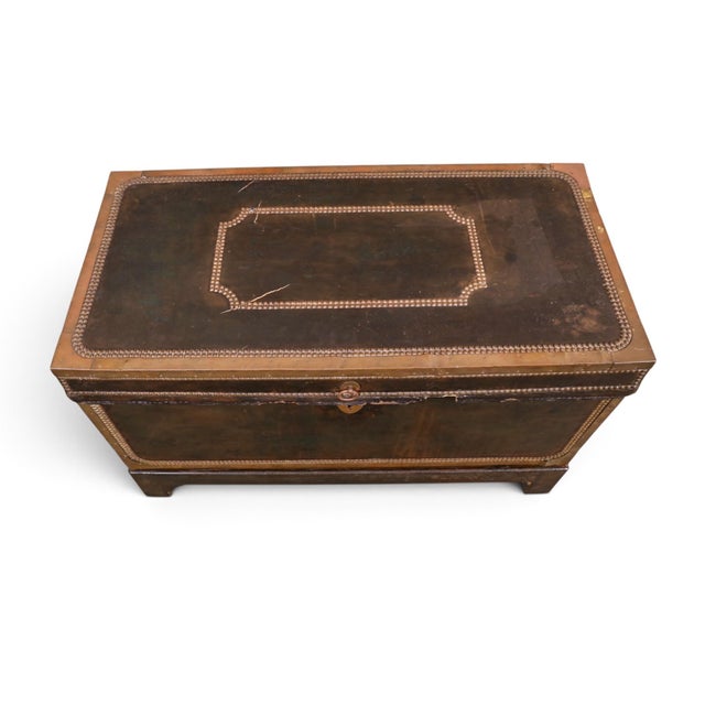 This is a great example of a large Camphor wood English Military Leather Clad Trunk. Military and Campaign Pieces are...