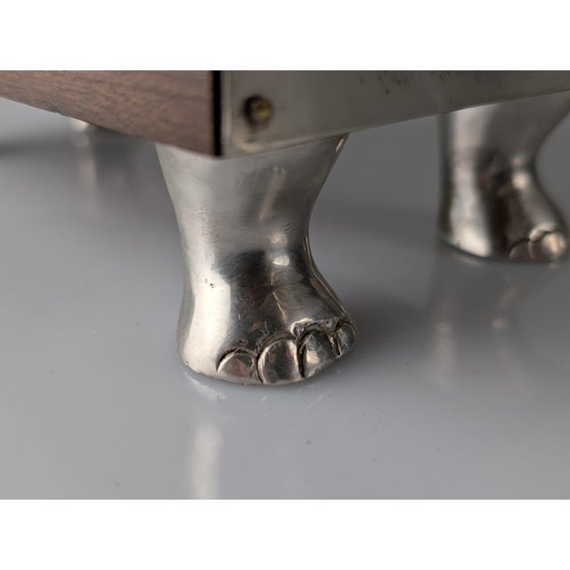 Almazán Rhino Bottle Holder in Wood and Nickel Silver, 1960s For Sale - Image 18 of 18