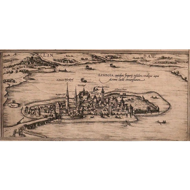 Lindaw - Original Etching by George Braun - Late 16th Century Late 16th Century For Sale