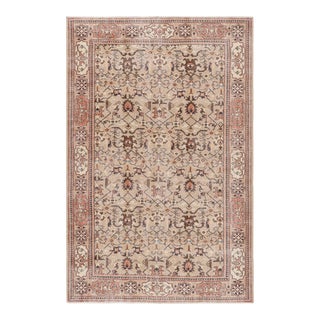 Vintage Turkish Rug in Beige With Colorful Geometric Patterns, From Rug & Kilim For Sale