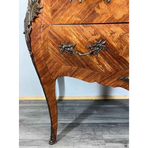Brown Antique French Walnut Bombe Chest of Drawers with Marble Top For Sale - Image 8 of 17