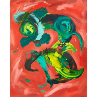 "Orange Face" Large Abstract Oil Painting by Simon Findlay For Sale