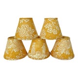 Late 20th Century French Pierre Deux Clip-on Lamp Shades in Yellow / Gold - Set of 5 For Sale