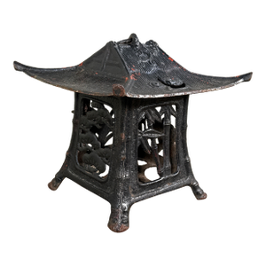 Vintage Japanese Cast Iron Pagoda Lantern Sculpture