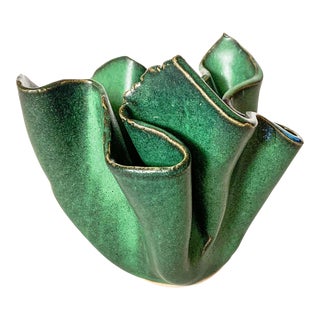 Vintage Studio Pottery Handkerchief Bowl For Sale