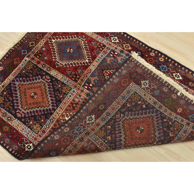 Yalameh Rug 3'5'' X 4'9'' Multicolor Wool Vintage Tribal Hand-Knotted Carpet For Sale - Image 11 of 12