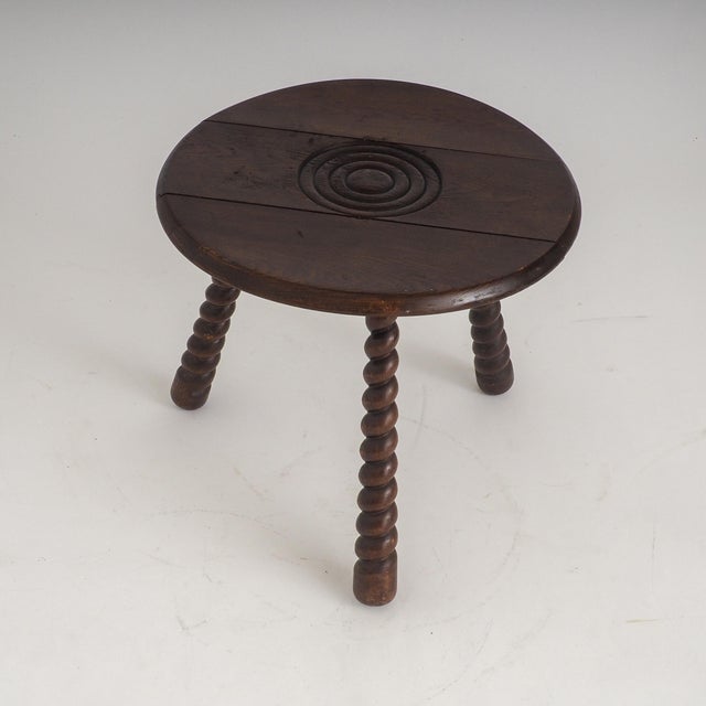 French Oak Tripod Side Table attributed to Charles Dudouyt, 1950s For Sale - Image 15 of 18