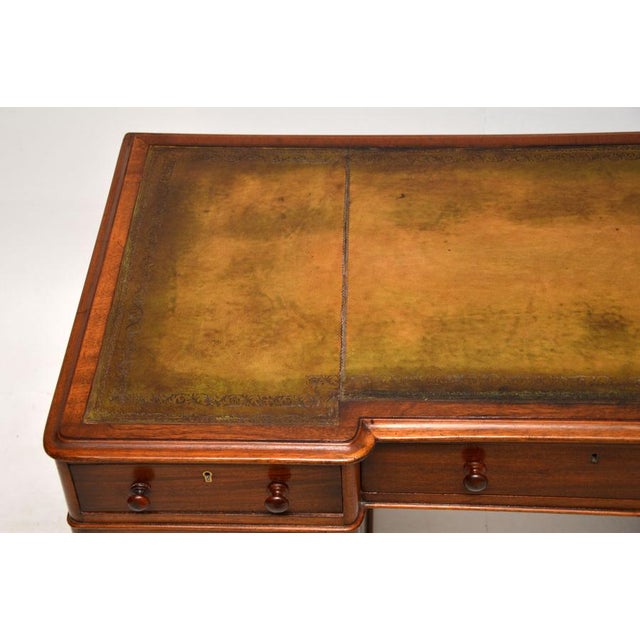 Wood Victorian Leather Top Pedestal Desk, 1860s For Sale - Image 7 of 11