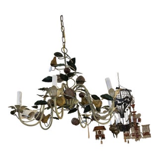 Vintage Italian Tole Pomegranate and Pear Chandelier For Sale