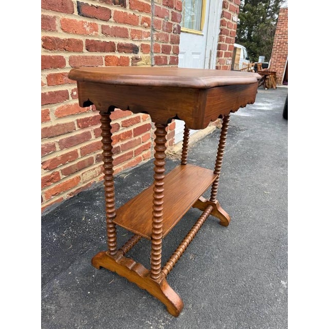 Victorian Antique Victorian Walnut Bobbin Leg Side Table With Drawer For Sale - Image 3 of 17