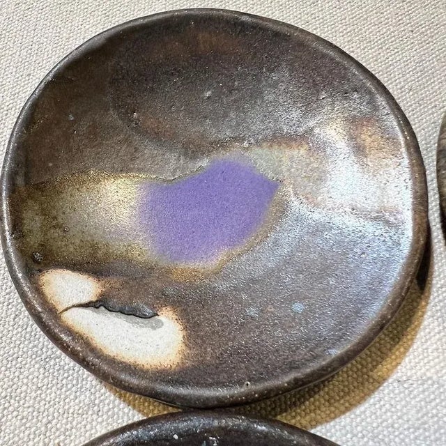 Ceramic Ceramic Mini Ring/Trinket Dishes, Textured Glaze in Earthy Tones - 4 Piece Set For Sale - Image 7 of 9