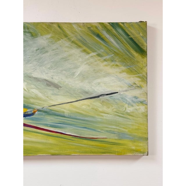 Mid 20th Century Vintage Oil Painting Kayaker Expressionist Canvas Gestural J. Zuill Signed For Sale - Image 5 of 9