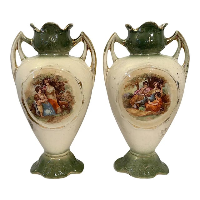 Antique Edwardian Wild & Adams 3-Piece Mantel Garniture Set - 1910s Creator: Wild & Adams (Royal Crown Pottery) Production...