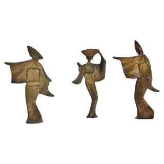Bronze Geisha Sculptures - Set of 3 For Sale
